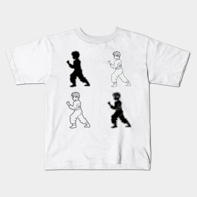 practicing martial arts Kids T-Shirt by bloomroge